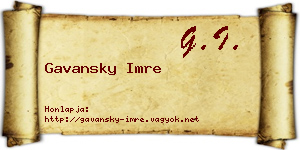 Gavansky Imre névjegykártya